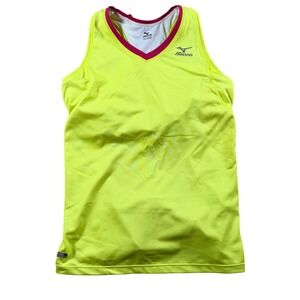 Mizuno Racerback Running Tank Top womens Medium neon yellow athletic sporty gym
